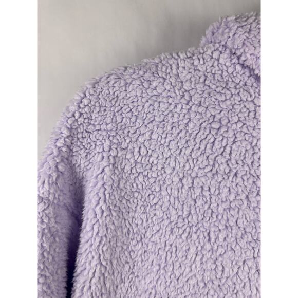 Athleta Girl Hooded Sherpa Pullover, Lavender Purple Fleece Cozy Kangaroo Pocket - Picture 6 of 16